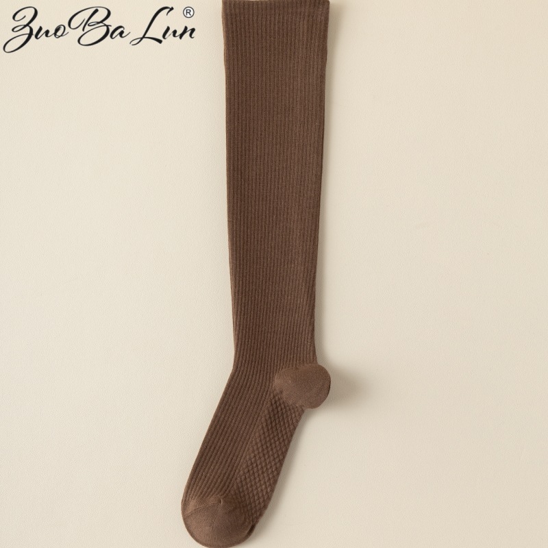 100% Cotton Socks Women Calf Socks Fall/Winter Purified Cotton Stockings Japanese Trendy Bunching Socks Massage Footbed Compression Stockings Women