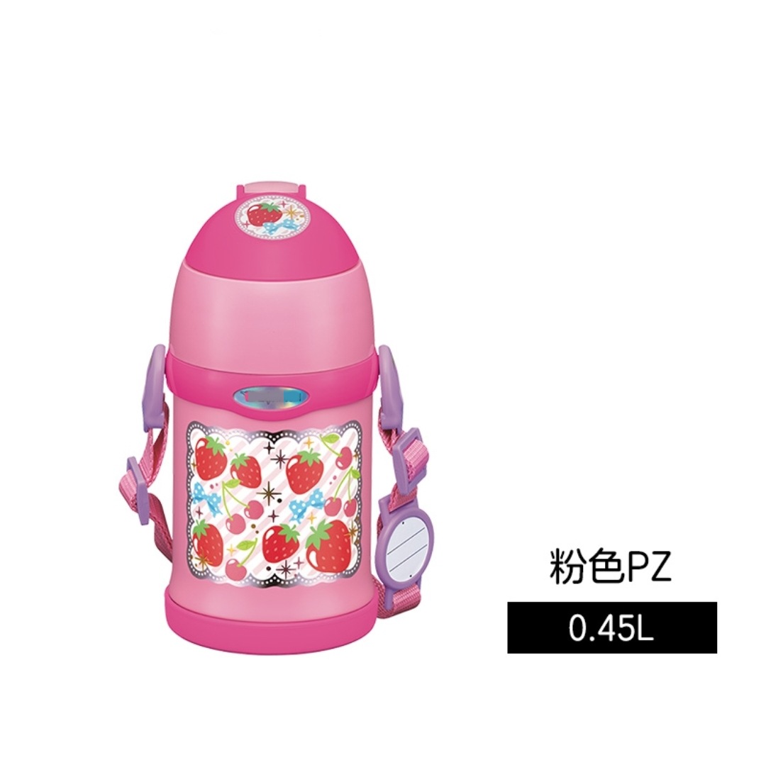 日本儿童吸管杯 蓝粉红胖子SC-ZS45 宝宝双盖两用保温杯ZT45