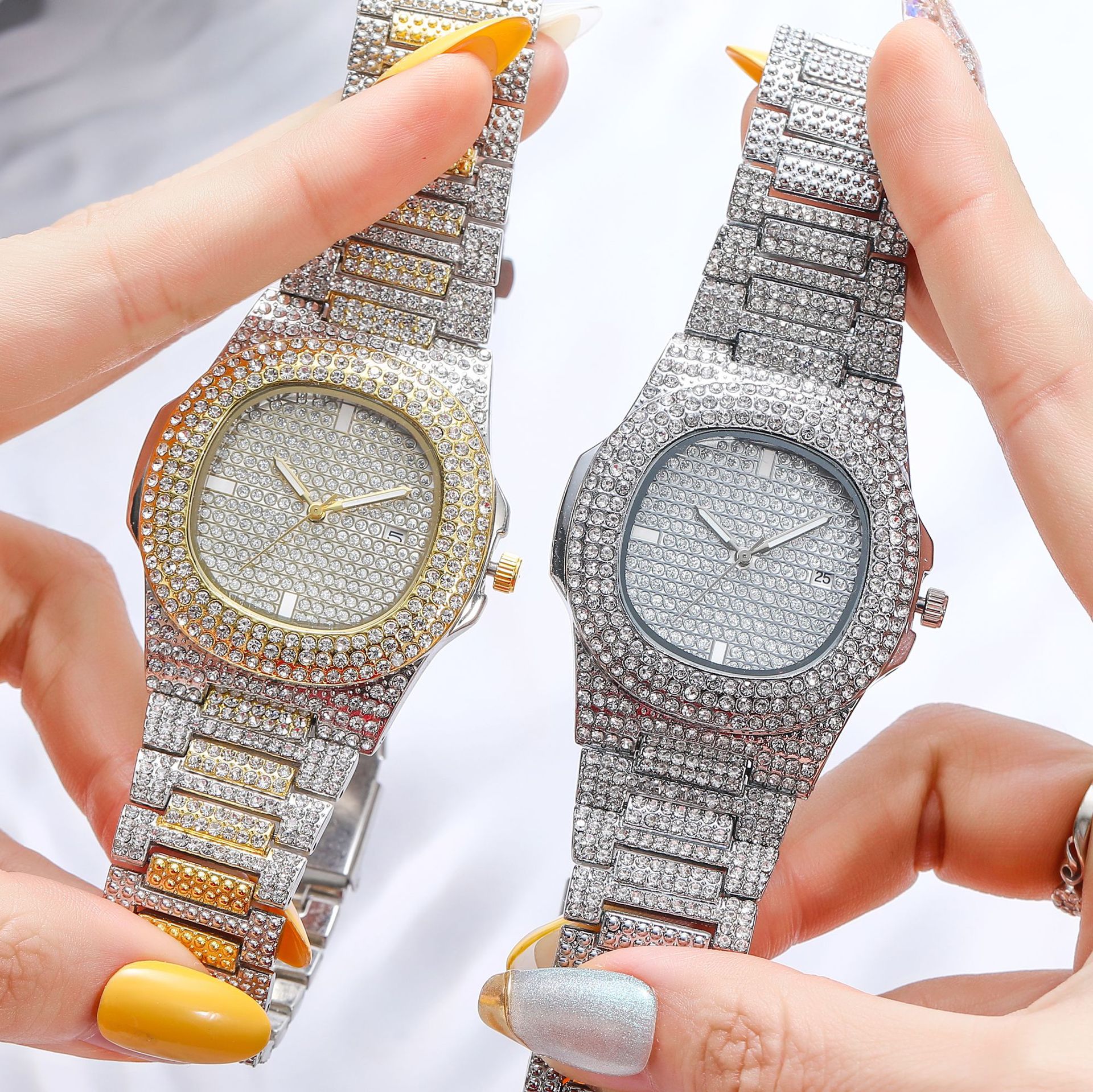 外贸新款全钻女士手表 网红时尚石英表手表钢带腕表女生手表批发