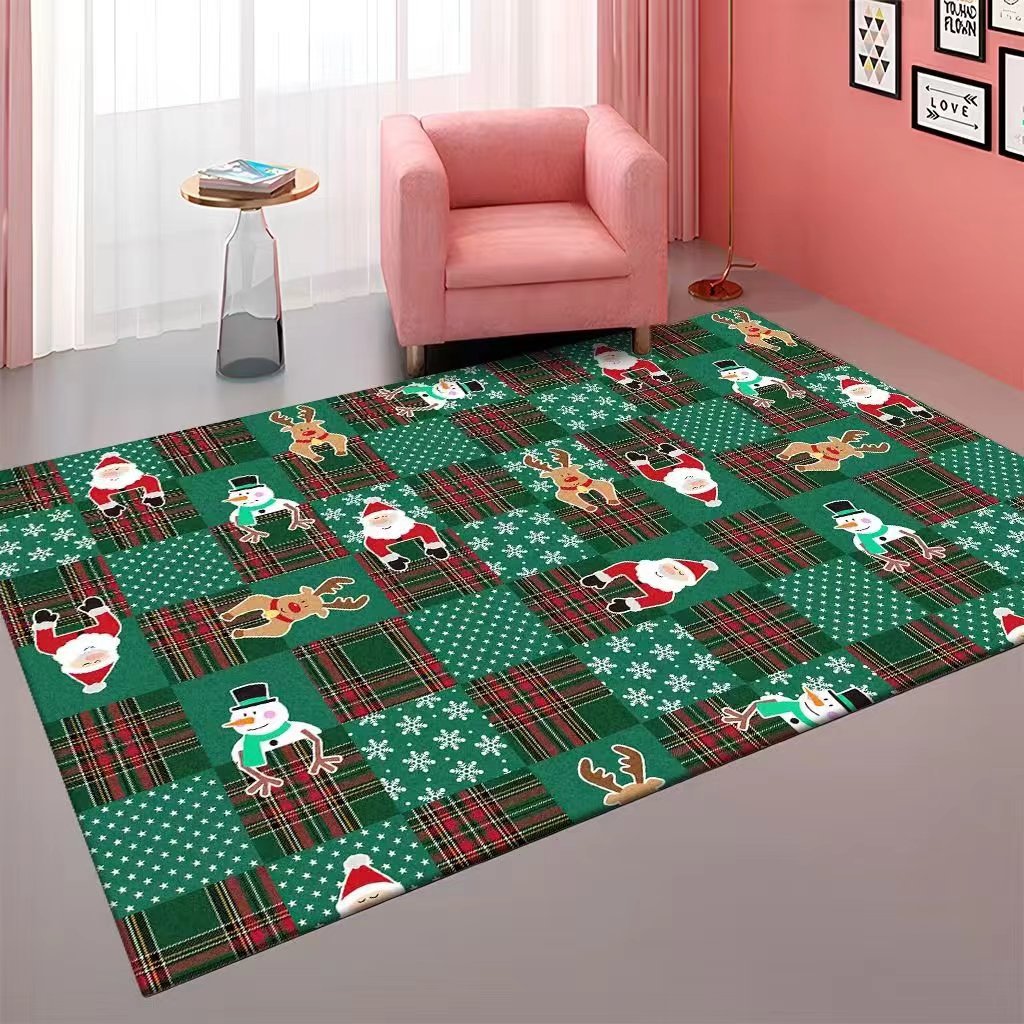 Cross-Border Cartoon Christmas Carpet Living Room Easy Cleaning Sofa and Tea Table Floor Mat Bedroom Full Shop Bedside Blanket Wholesale