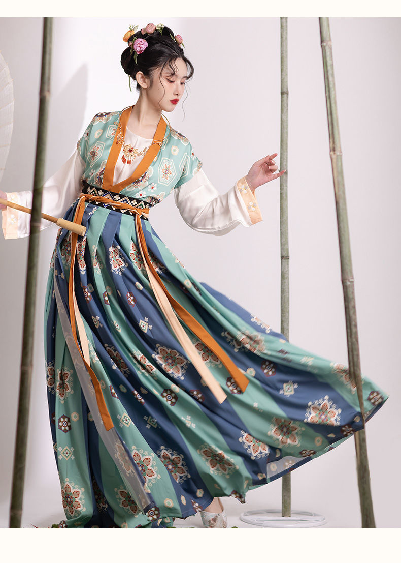 成人汉服女2021夏季唐制褙子半袖齐腰襦裙中国风汉服春夏日常可穿