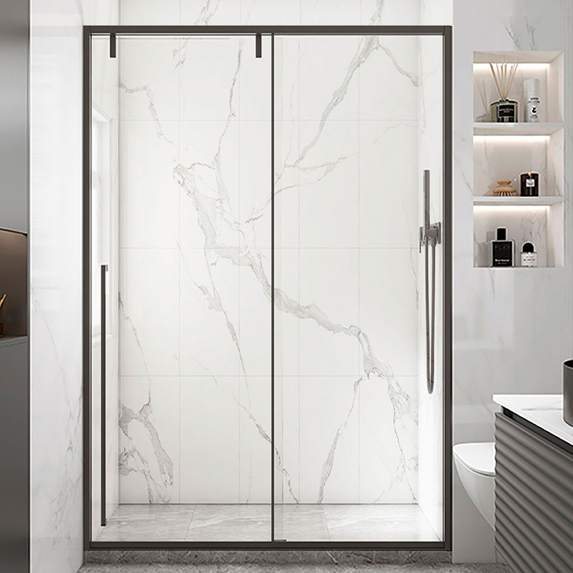 源头工厂直销一字型淋浴房 酒店别墅高端干湿分离平移推拉沐浴间