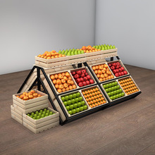 超市便利店水果货架生蔬陈列展示架百果园实木红酒框创意多层