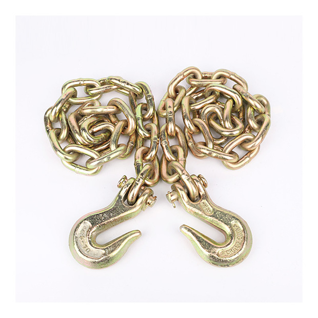 厂家定制拖车链条高强度锰钢链条 g70带抓钩拖车链条美标镀锌链条