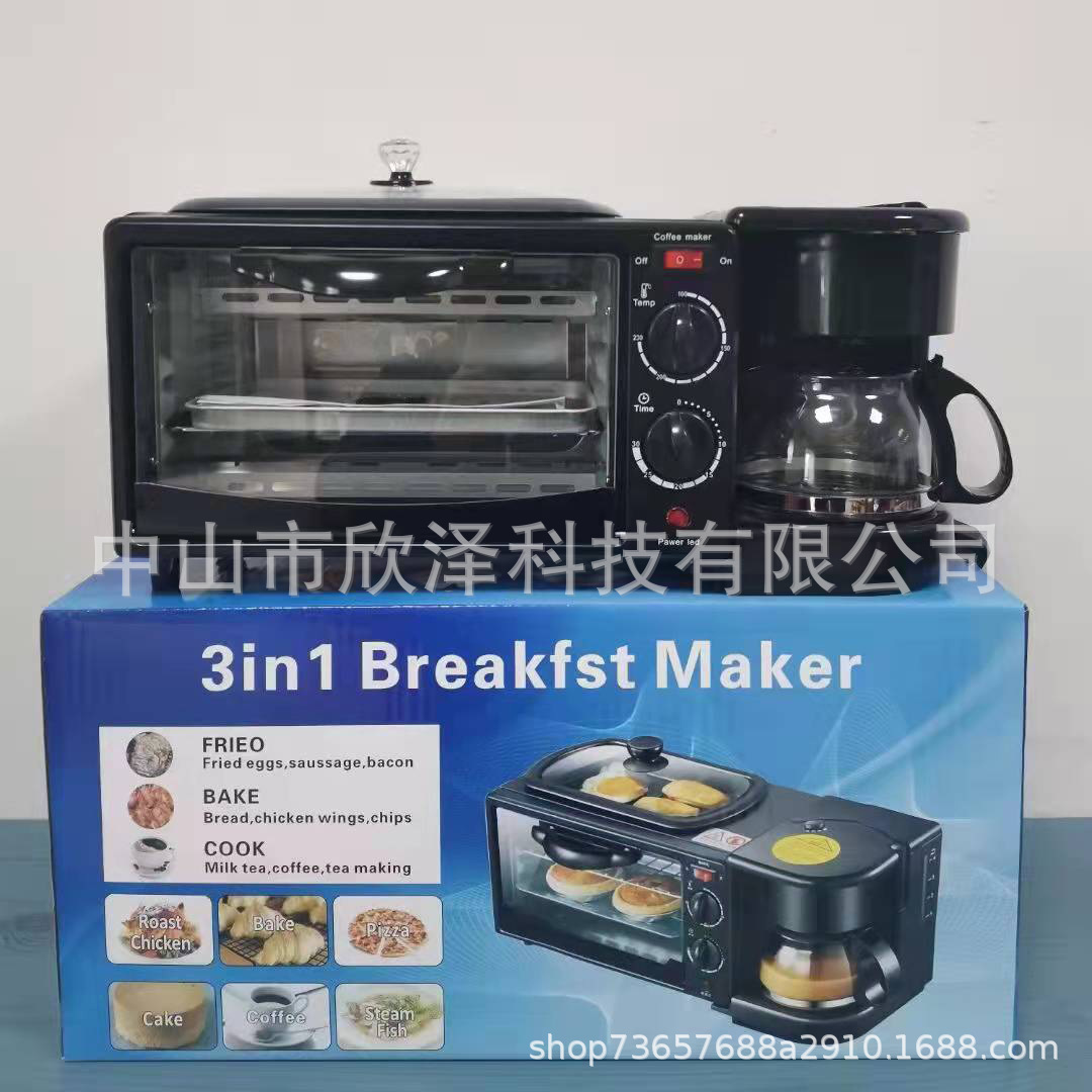 Foreign Trade Export Triple Breakfast Machine Baking Timing Function Household Automatic Toaster Sandwich Machine Gift