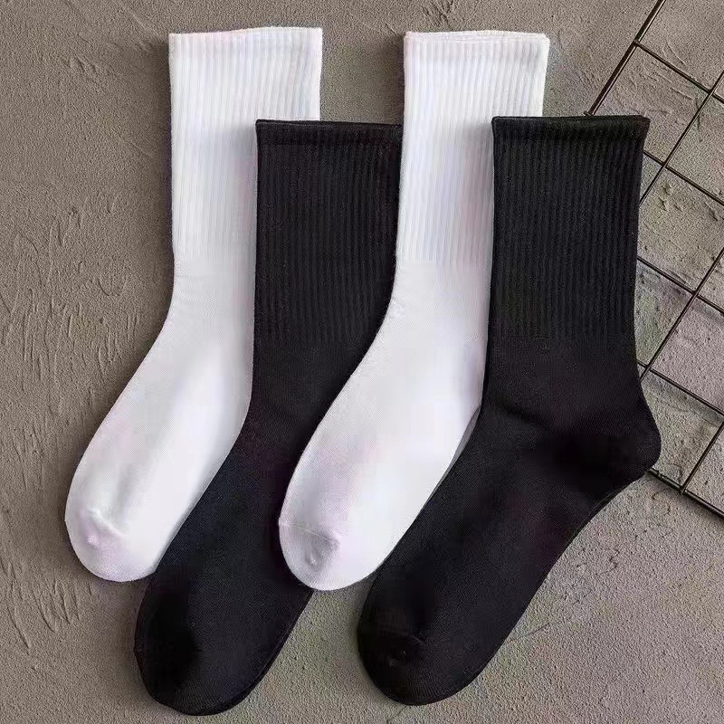 Socks for Women Autumn and Winter Mid-Calf Length Socks Women Solid Color Bunching Socks Sports Casual Cotton Socks Black and White Long Socks Women's Socks Men's Socks Wholesale