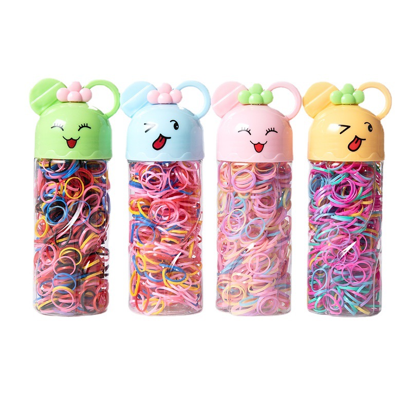 Colorful Children's Small Rubber Band Strong Pull Constantly Thickened Disposable Hair Band Baby Hair-Binding Does Not Hurt Hair Cartoon Bottle Hair Rope