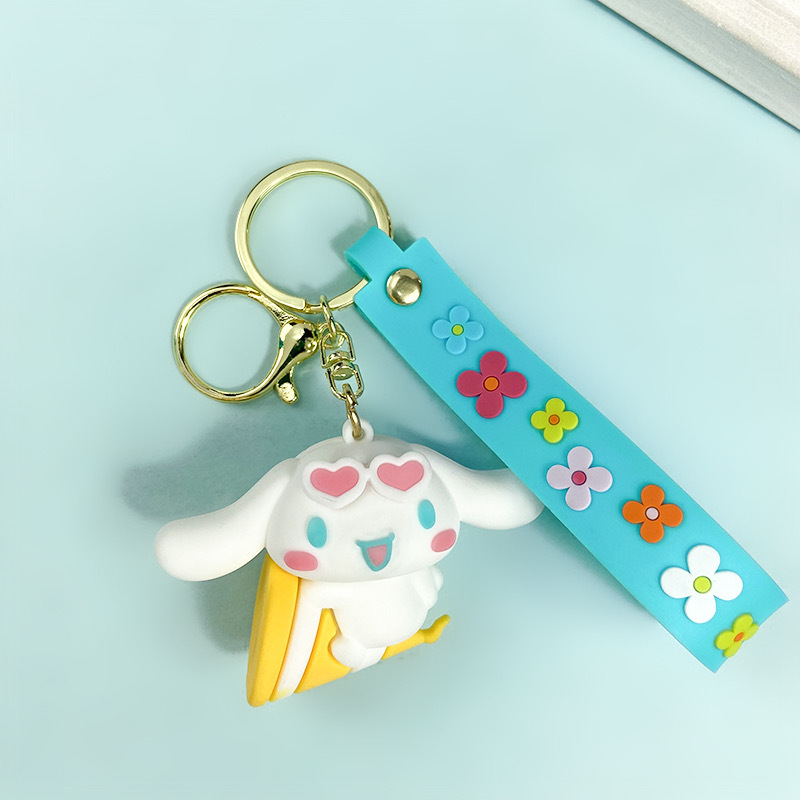 Creative Cartoon Crossdressing Big Ear Dog Keychain Cute Party Cinnamoroll Babycinnamoroll Key Chain Men and Women Handbag Pendant Wholesale