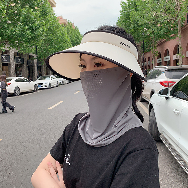 Upf50 + Face Mask Boy and Girl Sunshade Neck Protection Scarf Neck Face Towel Full Face Uv Protection Ice Silk Bandana Driving Face