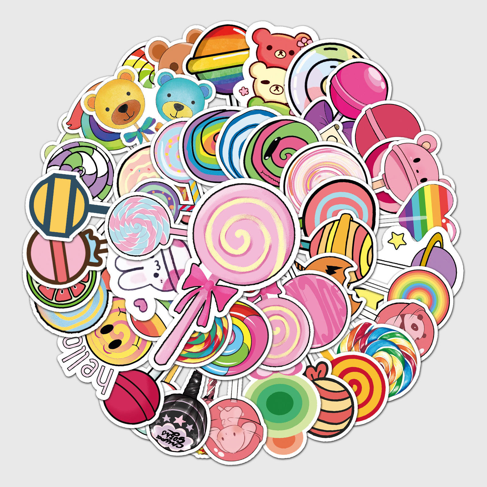 50张卡通个性棒棒糖小清新贴纸儿童diy冰箱滑板车行李箱文具贴纸