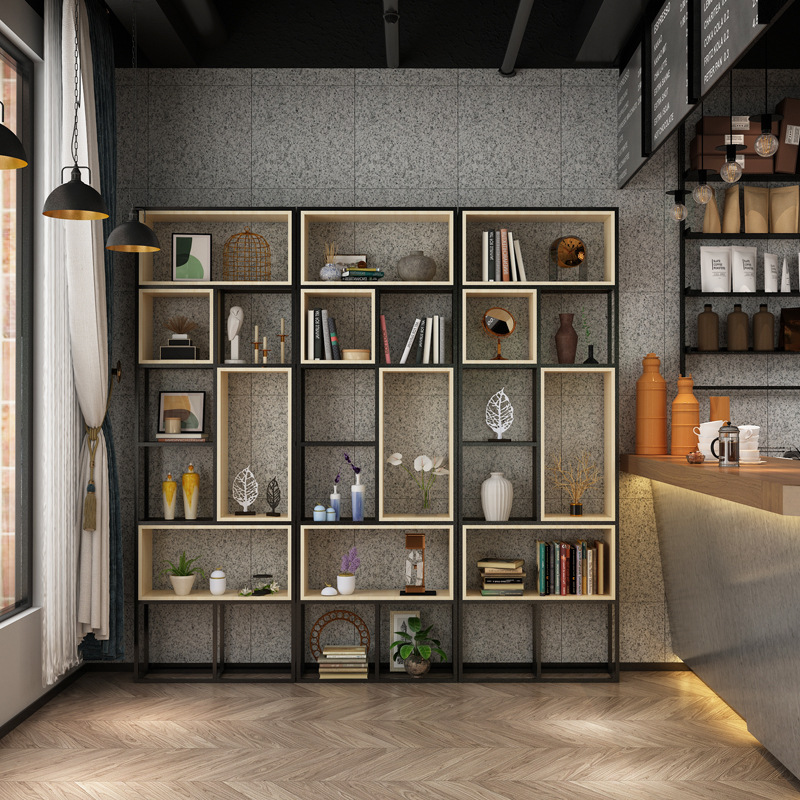 铁艺隔断屏风展示架置物架简约落地客厅书架镂空柜办公室装饰柜