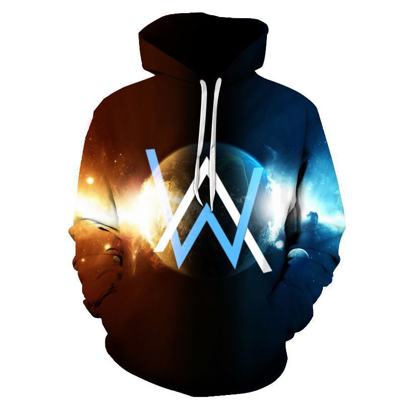 3d数码印花 电音 艾伦沃克 男式连帽卫衣跨境爆款