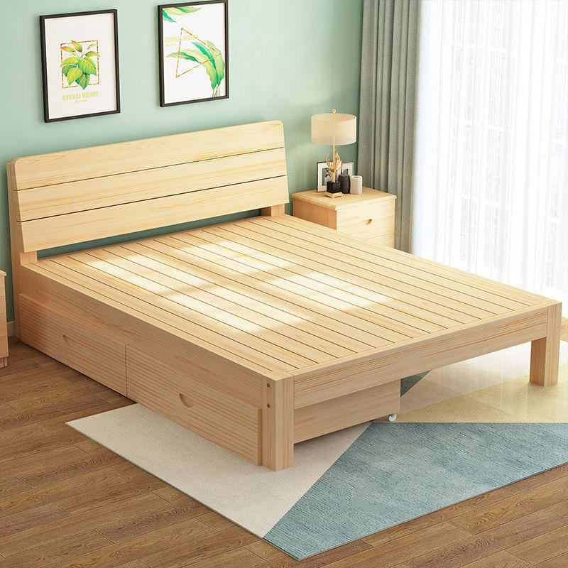 双人床出租房实木床1.8米简易床成人主卧1.51.2米单人床1米学生床