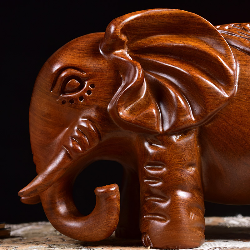 木雕大象摆件泰国实木风水红木对象雕刻花梨木头工艺品木质招财象