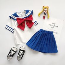 水手服女童美少女战士衣服儿童套装两件套学院风洋气百褶裙女宝宝