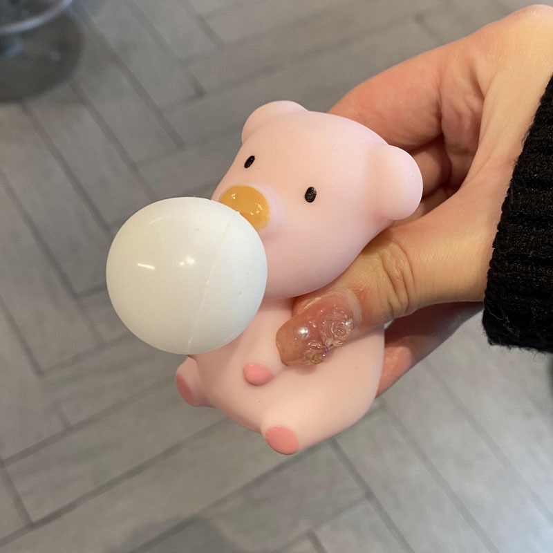 Best-Seller on Douyin Decompression Pig Bubble Blowing Squeezing Toy Trick Vent Cute Vinyl Bubble Blowing Toy
