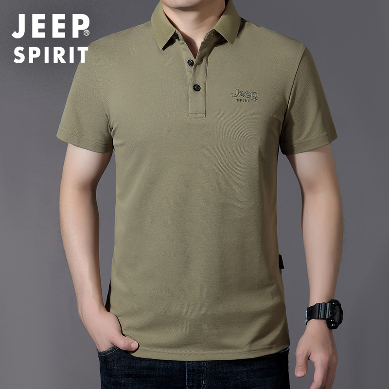 jeep吉普2024薄款正品短袖t恤男夏季宽松商务休闲翻领polo衫203
