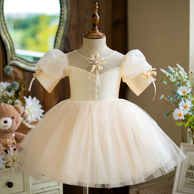 宝宝周岁礼服公主裙花童婚礼小女孩礼服女童主持人钢琴演出服春装