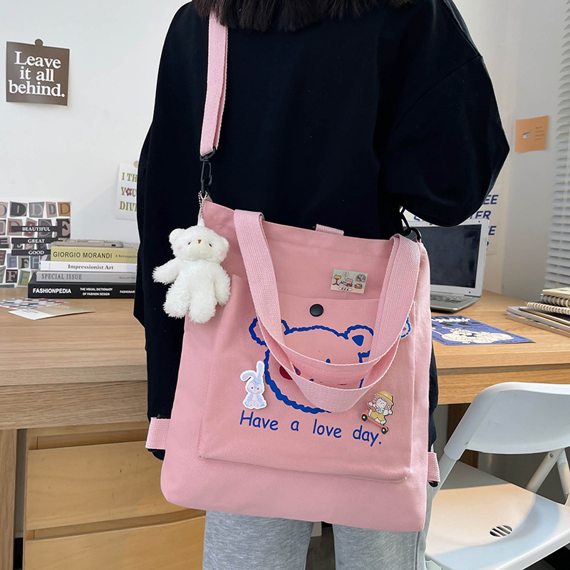 Backpack Tuition Bag Korean Style Student Schoolbag Handbag Cute Children's Single-Shoulder Bag Student Make-up Class Canvas Bag Wholesale