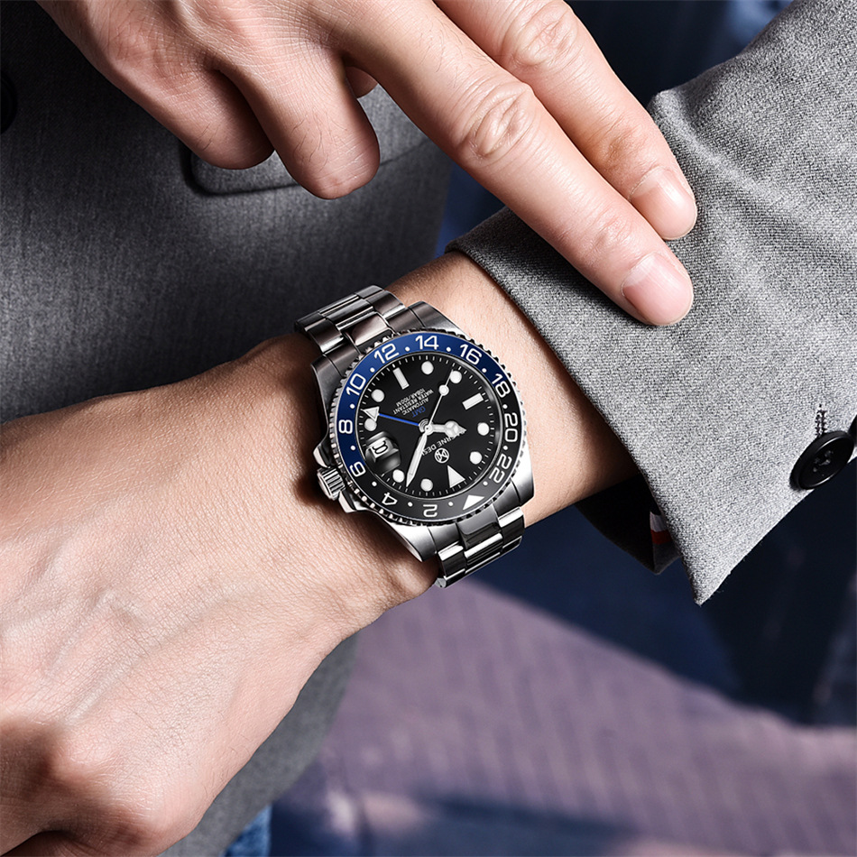 pagrne design帕加尼跨境新潮螺旋表冠透底夜光男士机械表pg-1662