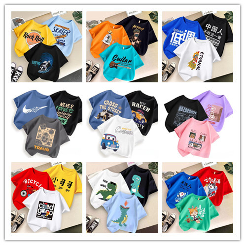 外贸夏装童装t恤批发 库存地摊衣服1-5元尾货 1688批发童t恤清仓