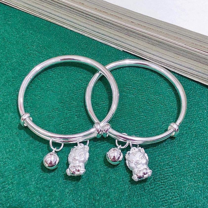 厂家批发足银999龙年宝宝银手镯新生儿男女婴儿满月礼物饰品-阿里巴巴