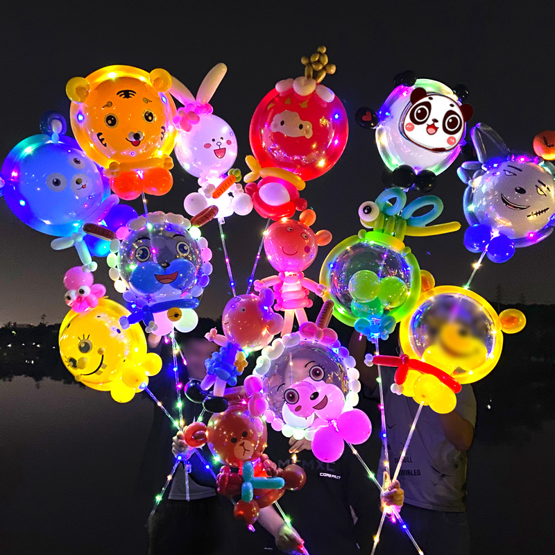 internet celebrity luminous bounce ball wholesale new night market street selling lights cartoon animal lights stall balloon material package