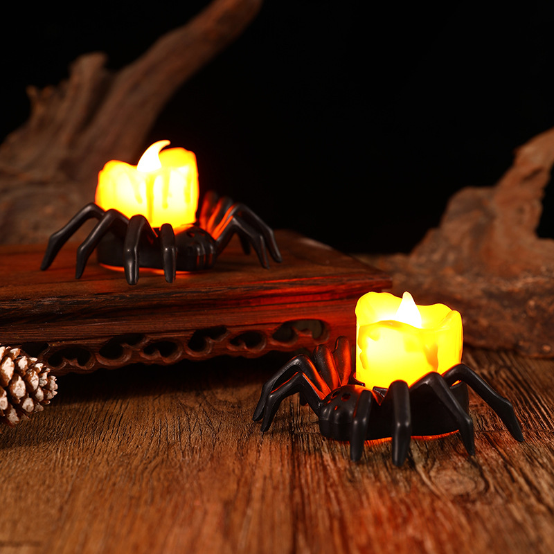 Halloween Pumpkin Lamp Atmosphere Layout Decoration Props LED Electronic Candle Light Luminescent Spider Small Night Lamp Ornaments