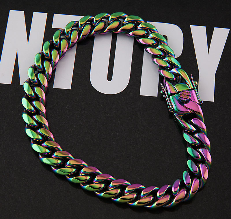 亚马逊淬火项链cubanchain不锈钢彩金古巴链男士古巴项链工厂批发