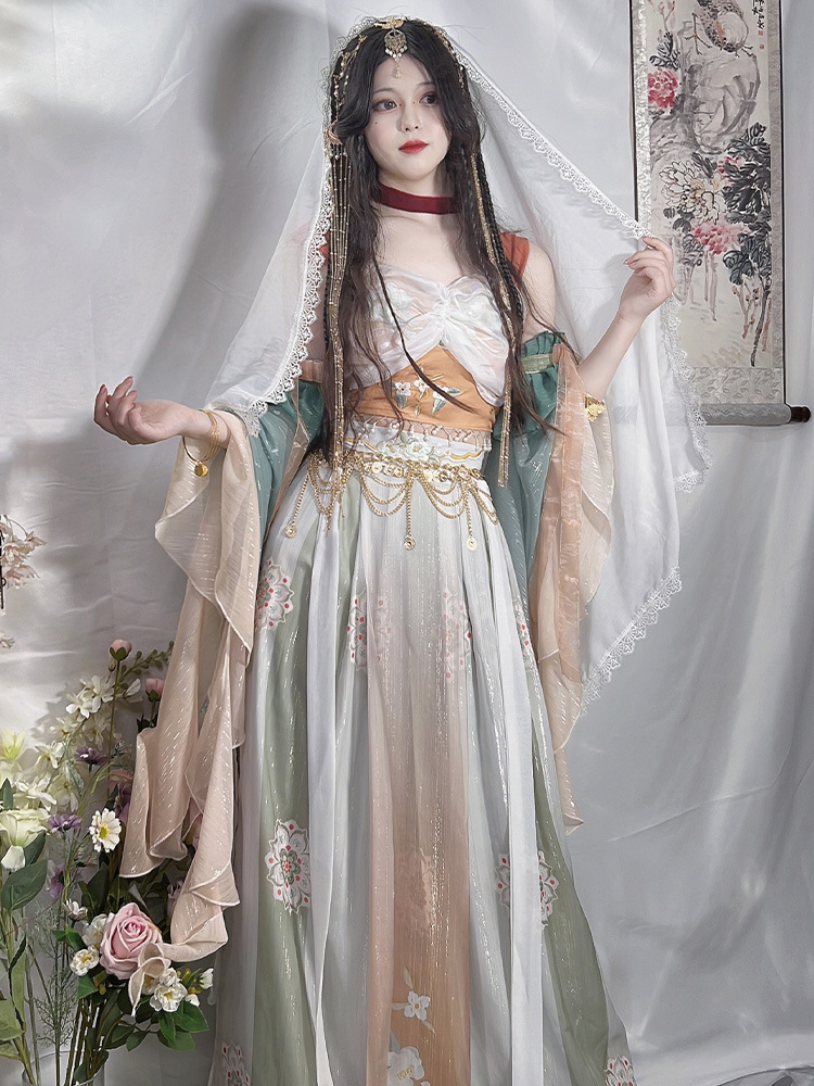 汉服女原创楼兰公主异域风敦煌飞天改良汉服女西域风情汉元素套装