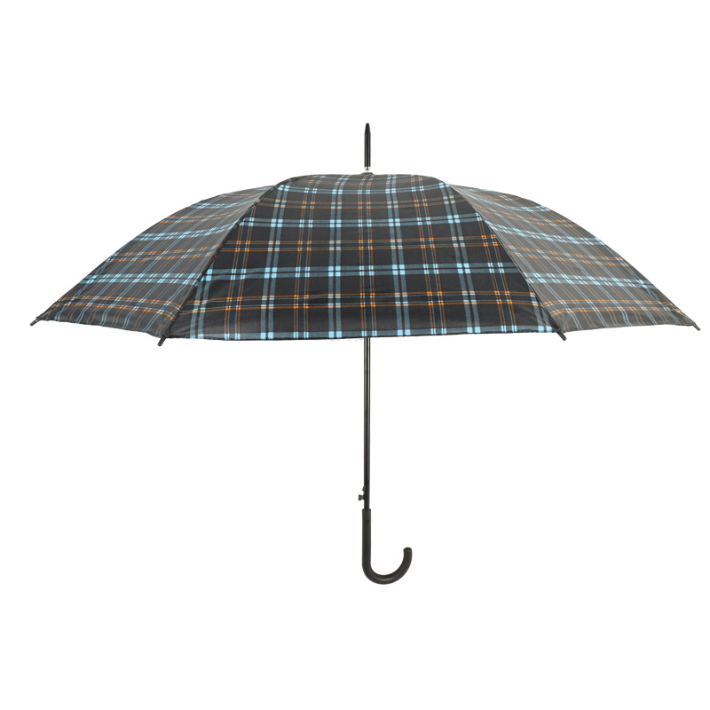 Classic Plaid Straight Umbrella Automatic Opening Long Handle Umbrella Hook Sunny Umbrella Stall Umbrella Advertising Umbrella Factory Wholesale