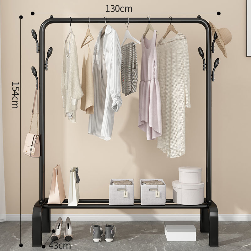 Floor Hanger Simple Bedroom Clothes Rack Household Coat Rack Balcony Clothes Rack Indoor Vertical Double Rod Clothing Rod