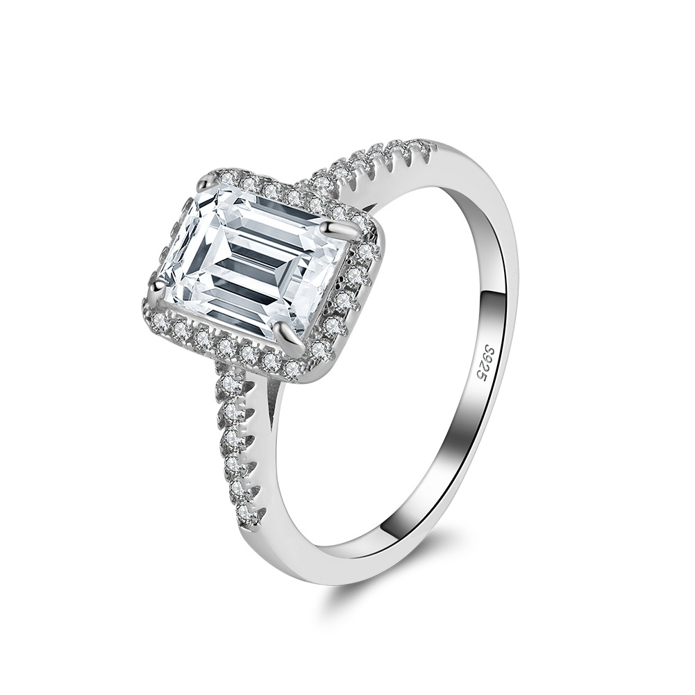 尚达新款 s925纯银8a特级石轻奢闪锆戒指方形几何戒指 工厂直发