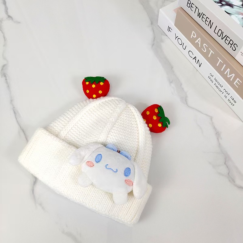 Baby Autumn and Winter Hat Warm Thickened Woolen Cap Boys and Girls Knitted Korean Cute Cartoon Sleeve Cap