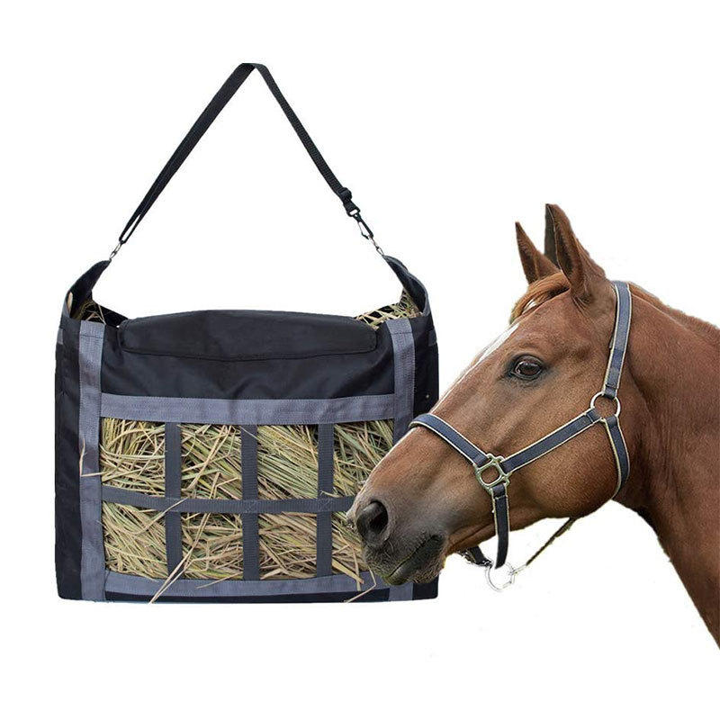 亚马逊新款马用喂食干草袋杂草收纳包便携外出斜挎马驴山羊干草袋