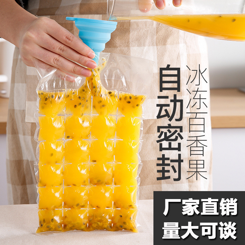 Summer Disposable Ice-Making Bag Self-Sealing Plastic Ice Cube Tray Bags of Abrasive Tools 24 Grid 10 Pieces Water Injection Ice Making Freshness Protection Package