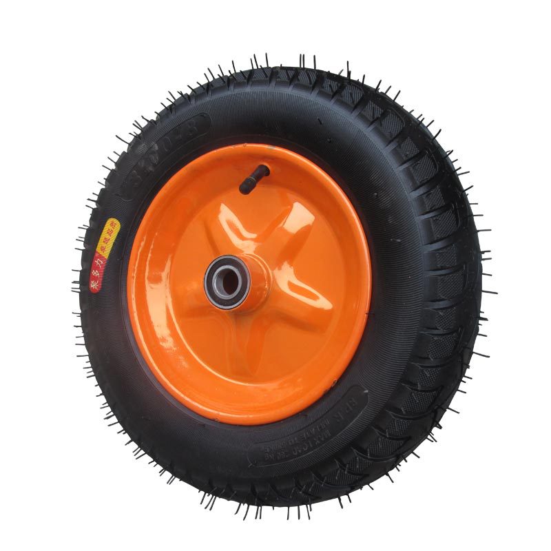 加厚14寸充气轮300-8打气轮胎老虎车小推车静音轮子两轮连轴轮子