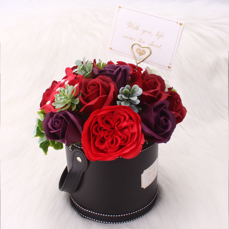 Wholesale Valentine's Day Gift Barrel Rose Soap Fake Flower Decoration Wedding Creative Gift Simulation Austin