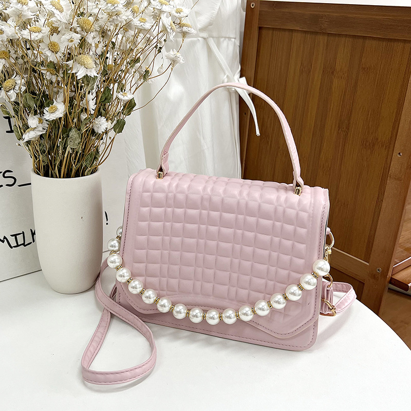 Summer Candy Color Pearl Tote Bag Women's Fashion Chocolate Pattern Shoulder Messenger Bag Korean Style Versatile Small Square Bag