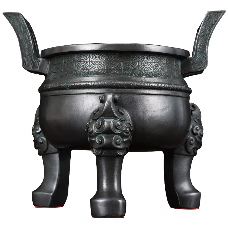 纯铜鼎摆件青铜器仿古做旧三足香炉家用楚大鼎落地办公室开业礼品