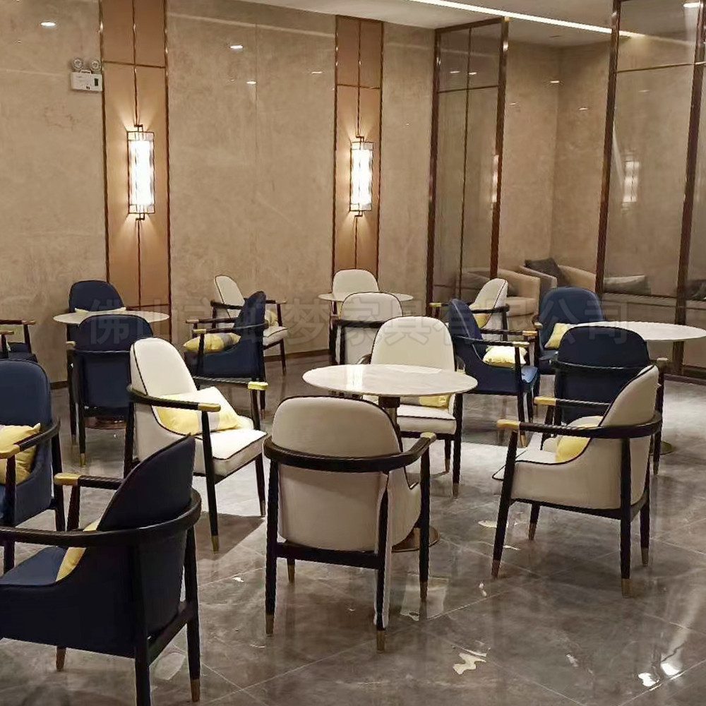 售楼部接待洽谈休闲桌椅|西餐厅咖啡实木配套餐桌椅|酒店工程家具