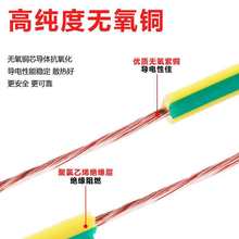 黄绿光伏接地线双色 桥架软铜线配电箱机房跨接线连接线4/6平方