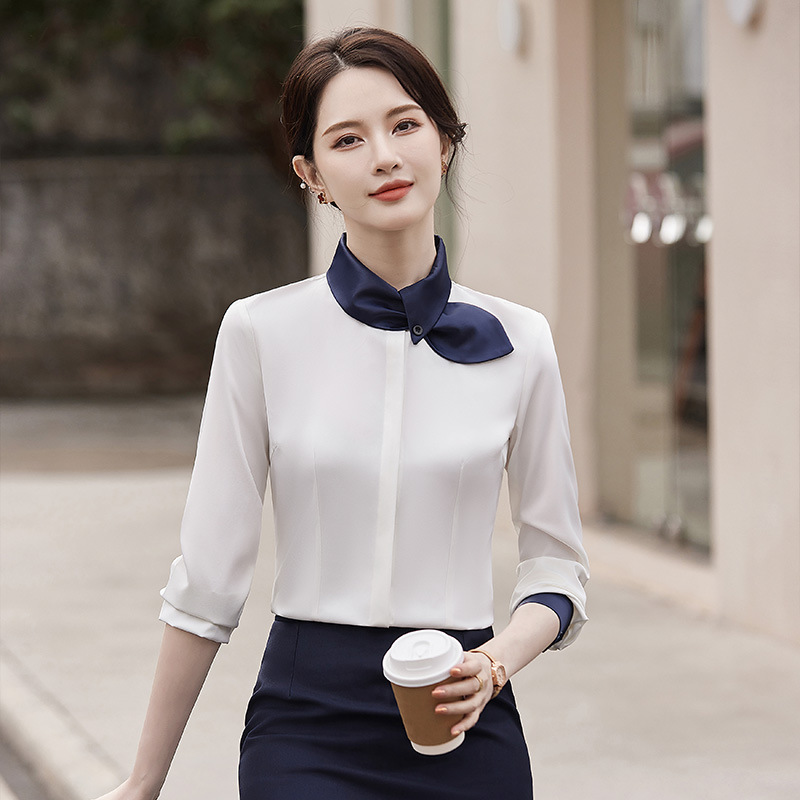 长袖衬衣时尚气质酒店前台接待工作服美容院珠宝店职业装女衬衫