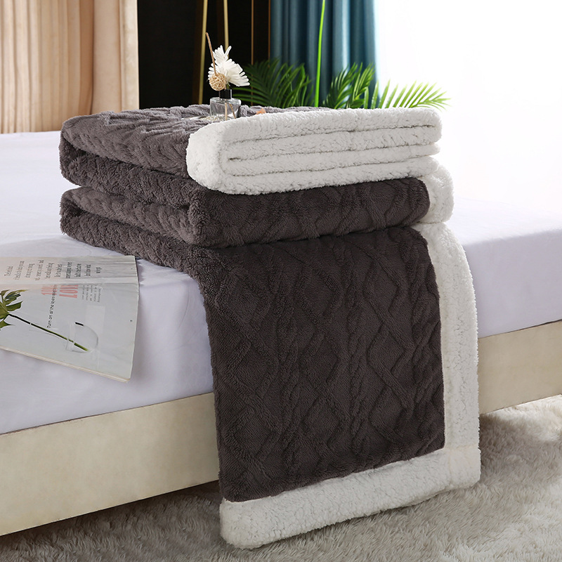 Solid Color Modern Simple Tower Hibiscus Composite Blanket Double-Layer Thickened Blanket Foreign Trade Gift Blanket in Stock Wholesale