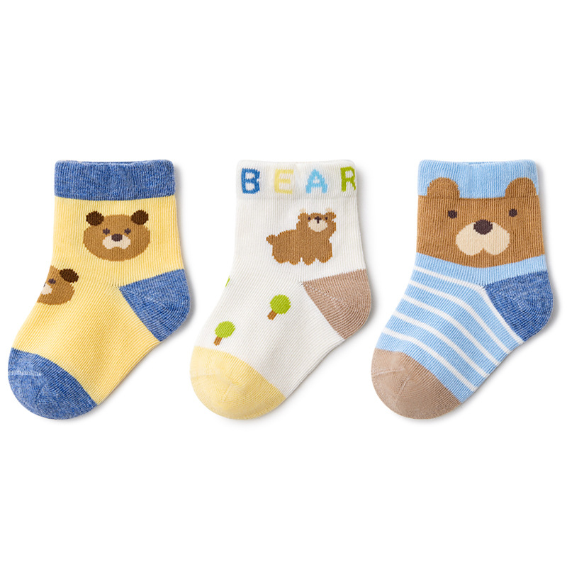 Baby & Kids Socks, 2023 Spring and Summer, Mesh Thin Short Socks - Cute Bear