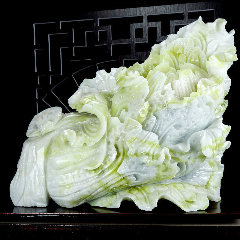 包邮蓝田玉白菜摆件遇佰财玉石办公室家居桌面摆件饰品