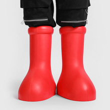 跨境动漫创意男女通用雨靴大红鞋阿红色童木鞋卡通可爱雨鞋战靴