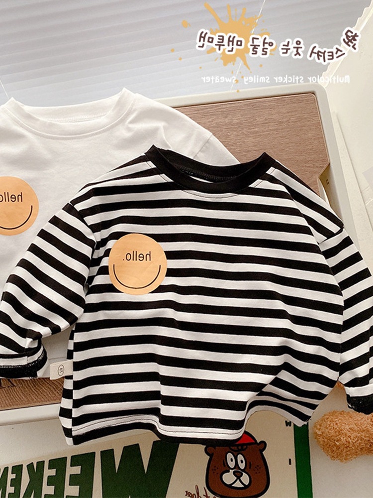 痞帅男小童装白色打底衫男童长袖恤春秋款婴儿童岁