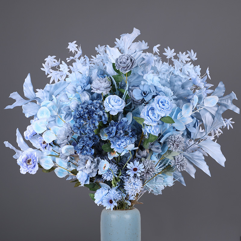 蓝色婚庆装饰仿真花婚礼布景假花打底花吊顶花艺假花牡丹花人造花