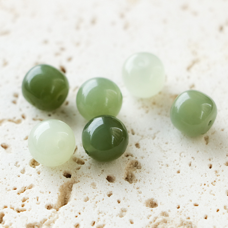 Antique Accessories Beads Accessories Qinghai Material Natural Hetian Jade Scattered Beads Wholesale DIY Bracelet Clear Water Hetian Jade Beads